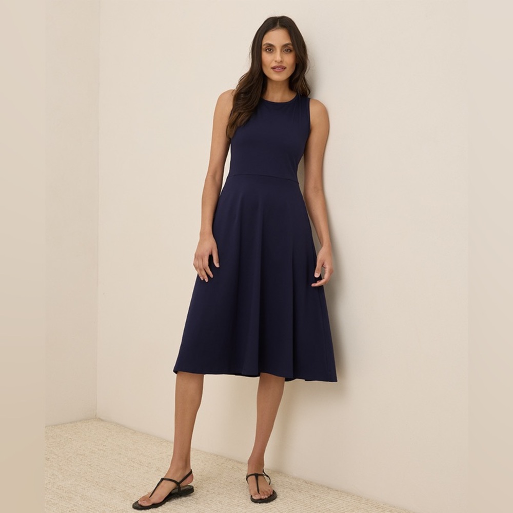 Pact Women's Eclipse Fit & Flare Keyhole Back Dress M